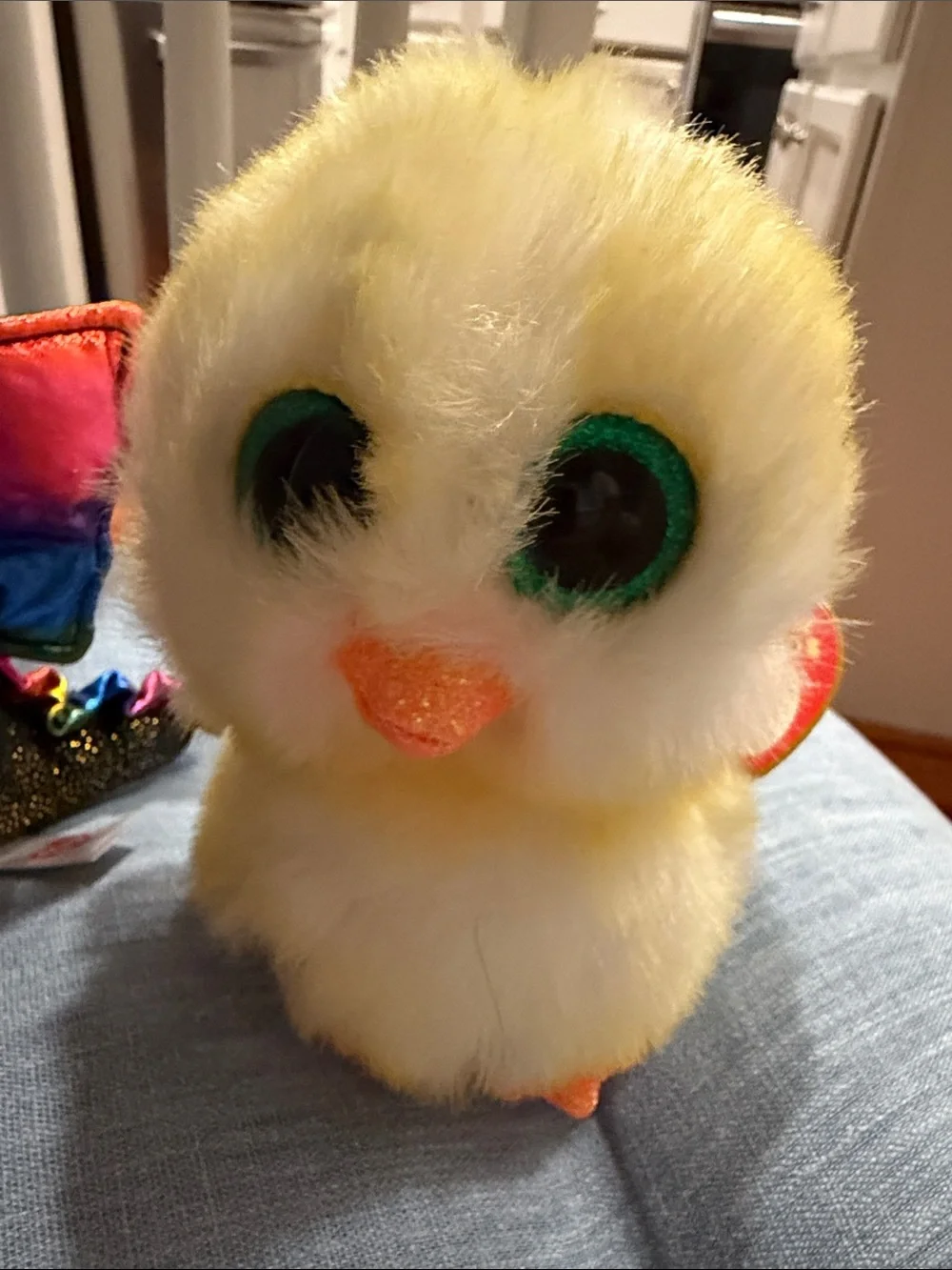 (3 )Ty Yellow Chick and Blue Sparkle Dragon Plush Duo